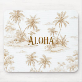 Crème Brun Aloha Tropisk Ö Palmträd Musmatta