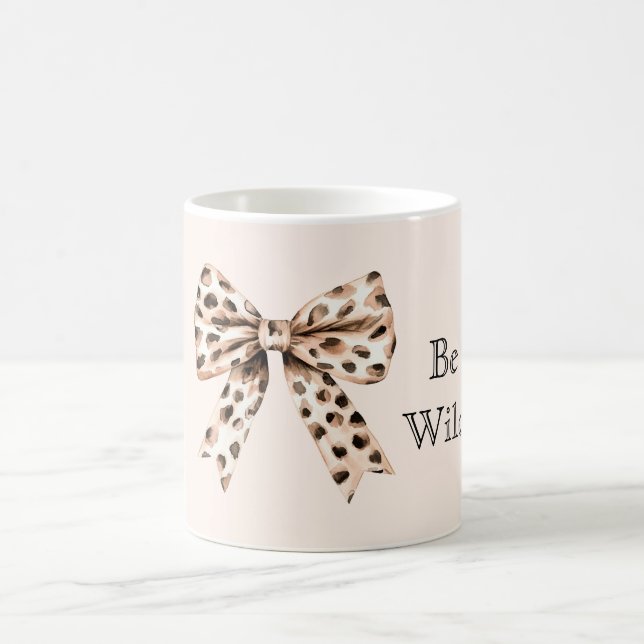 Crème Brun Leopardtryck Bow Be Wild Kaffemugg (Center)