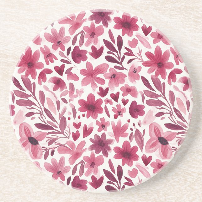 Crème Flickaktig Rosa Röda Blommor Hjärtan   Underlägg (Framsidan)
