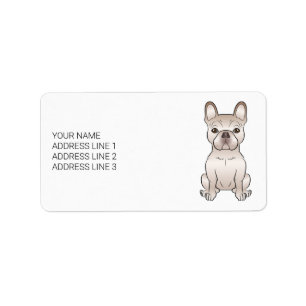 Crème Fransk Bulldog / Fransk Bulldogg Hund & Text Adressetikett