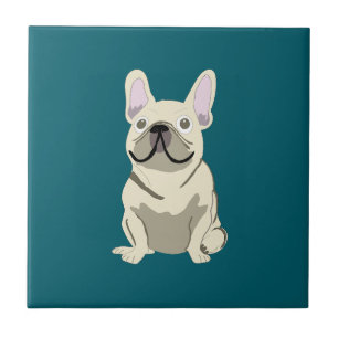 Crème fransk bulldog, jag älskar min hund kakelplatta