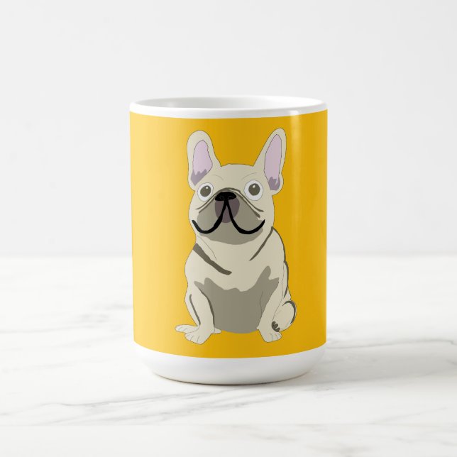 Crème fransk bulldogg kaffemugg (Center)