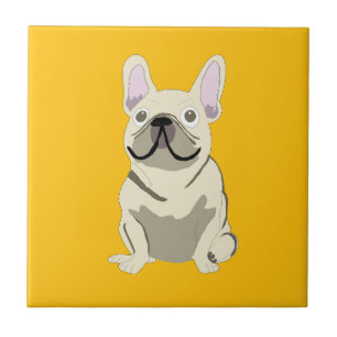Crème fransk bulldogg kakelplatta