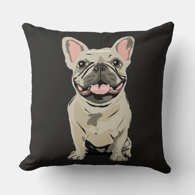 Crème fransk bulldogg kudde (Framsida)