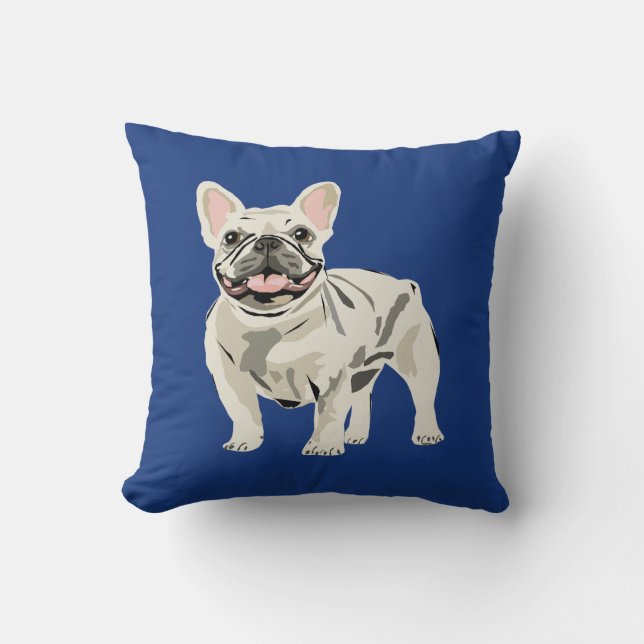 Crème fransk bulldogg kudde (Framsida)