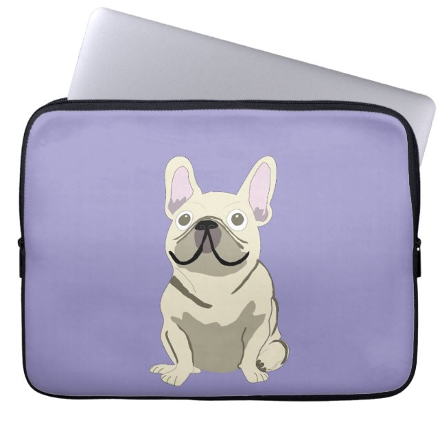 Creme fransk bulldogg,  laptop fodral (Framsidan)