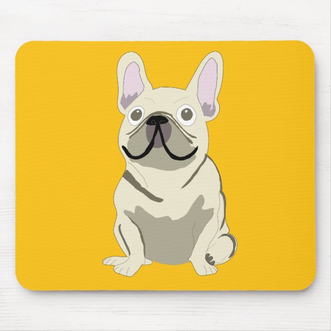 Crème fransk bulldogg, musmatta (Framsidan)