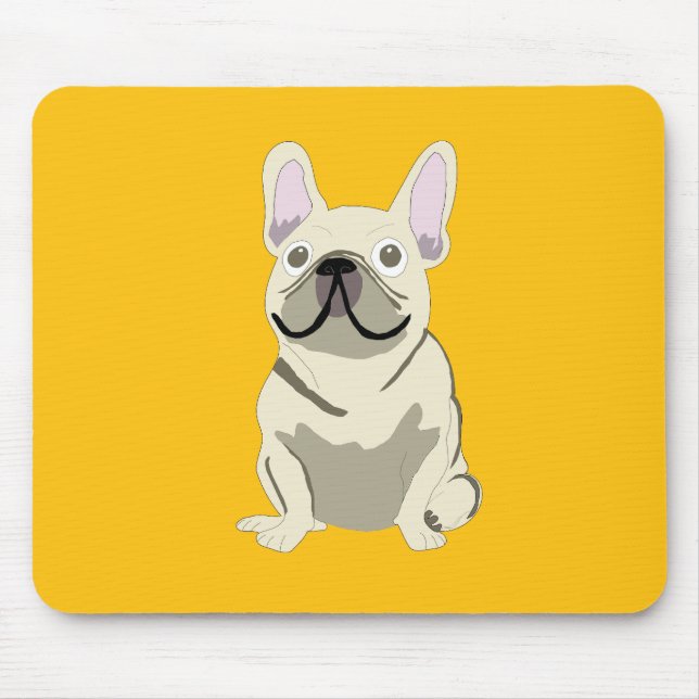Crème fransk bulldogg musmatta (Framsidan)
