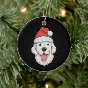 Crème Golden Retriever Älskare Jul Santa Hatt Julgransprydnad Keramik