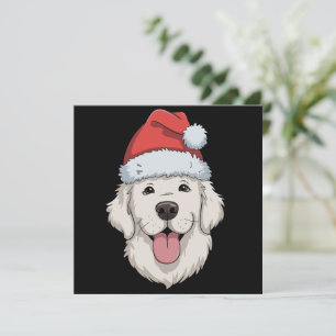 Crème Golden Retriever Älskare Jul Santa Hatt Julkort