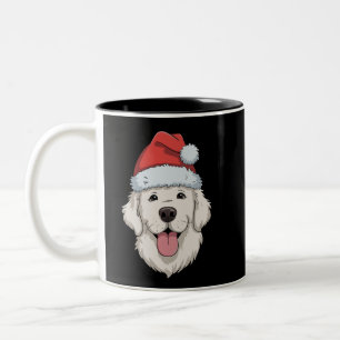 Crème Golden Retriever Älskare Jul Santa Hatt Två-Tonad Mugg