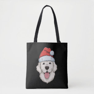 Crème Golden Retriever Älskare Jul Santa Hatt Tygkasse