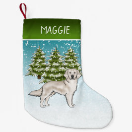 Crème Golden Retriever Blå Jul Anpassat Namn Liten Julstrumpa