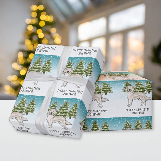 Crème Golden Retriever Hund Jul Anpassad Text Presentpapper (Skapare uppladdad)