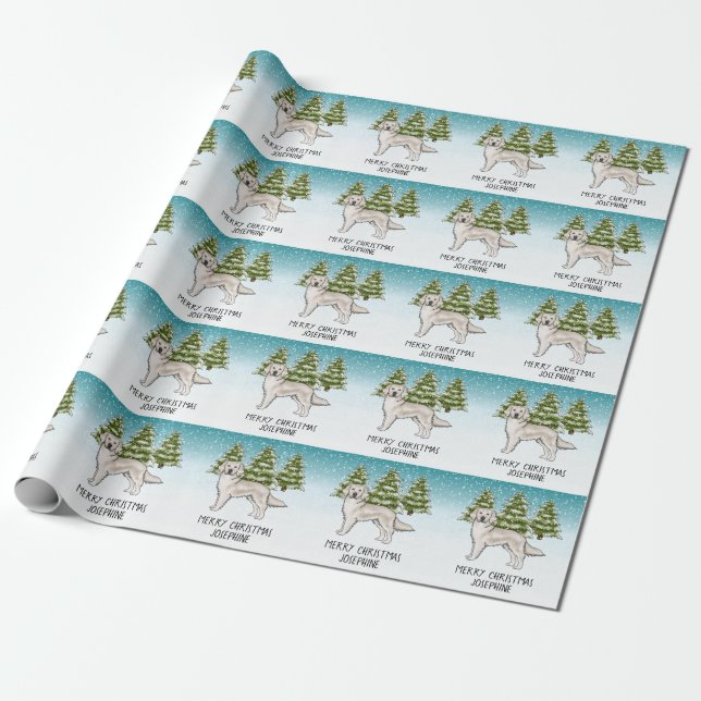 Crème Golden Retriever Hund Jul Anpassad Text Presentpapper (Utrullad)