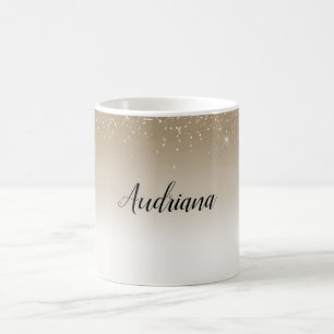 Crème Guld Glans Glitter Bröllopsdusch Kaffemugg