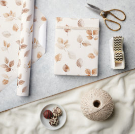 Crème Guld Höstlöv Presentpapper