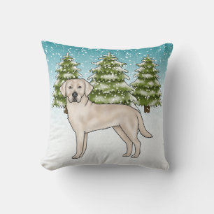 Crème Labrador Retriever Blå Vinter Jul Kudde