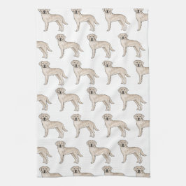Creme Labrador Retriever Tecknad Lab Hund Mönster Kökshandduk