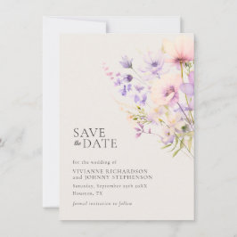 Creme Lavender Lila Violet Vild Flowers Bröllop Spara Datumet
