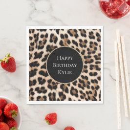Creme Leopard Djur Glitter Ram Pappersservett