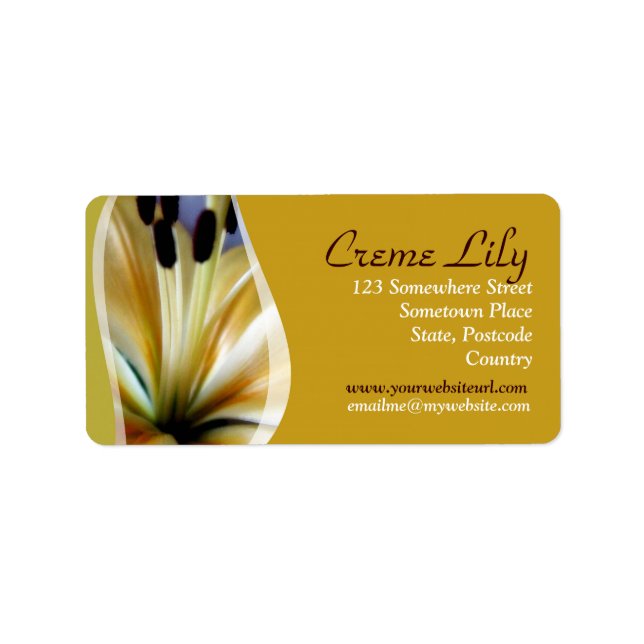 Creme Lily Flower Address Label Adressetikett (Framsidan)