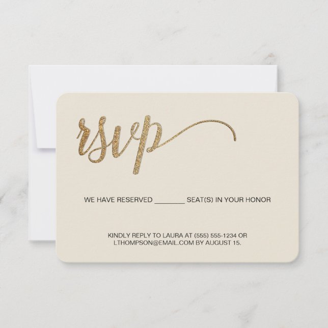 Crème Modern Guld RSVP inte postad Reserverad plat OSA Kort (Framsida)