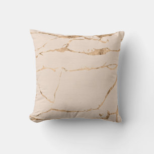 Creme Modern Marble Gold Foil Gemstone Kudde