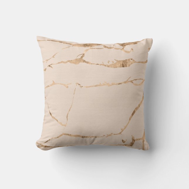 Creme Modern Marble Gold Foil Gemstone Kudde (Framsida)