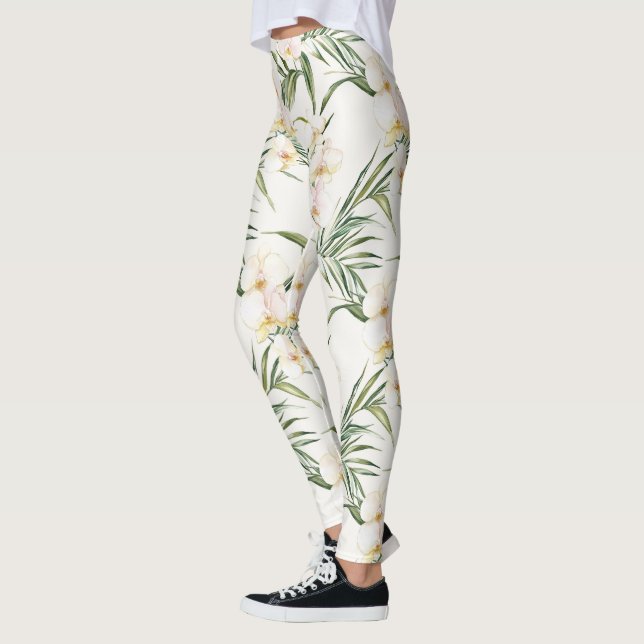 Crème orkidéblommor leggings (Vänster)