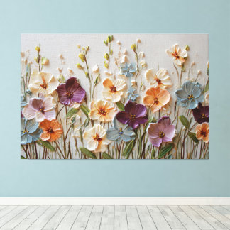 Crème, persika och lavendelblommor – Abstrakt vägg Canvastryck