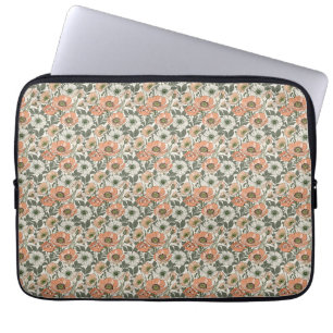 Crème Persika Vallmo Blommig Laptop Fodral