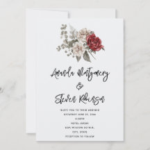 Crème & röd ros boho blomsterbukett bröllop