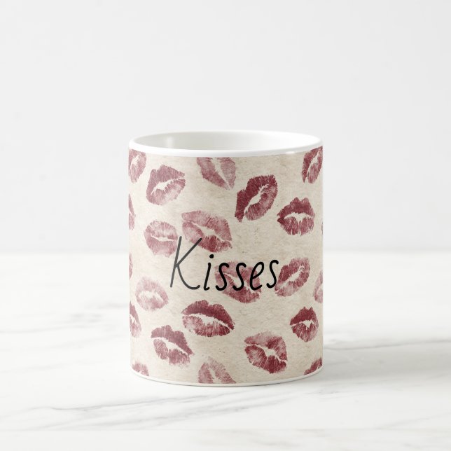 Crème Röda Läppar Kyssar Kaffemugg (Center)