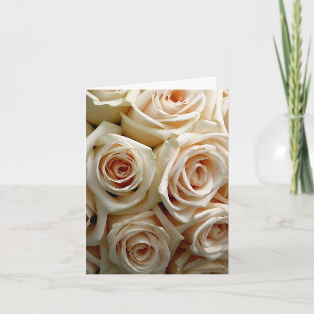Crème Rosa Bukett - Tack Kort (Framsida)