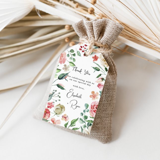 Crème & Rose | Vårens blommor Bröllop Tack Presentetikett (Skapare uppladdad)