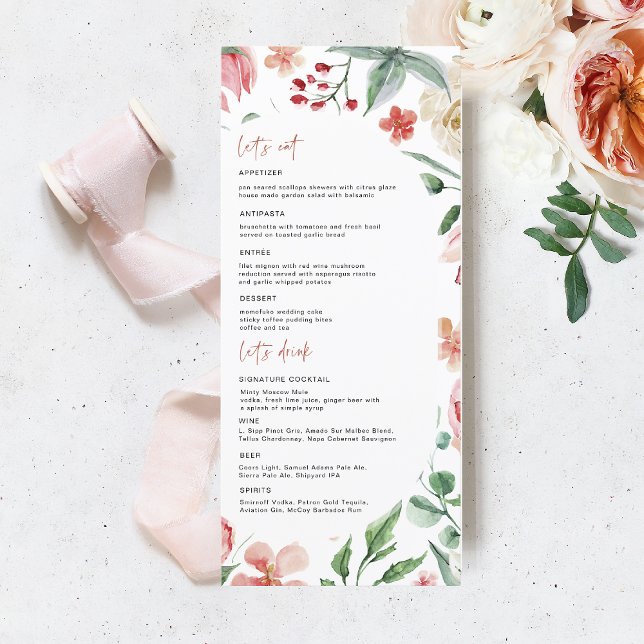 Crème & Rose | Vårens blomsterbröllopsmeny Meny (Skapare uppladdad)