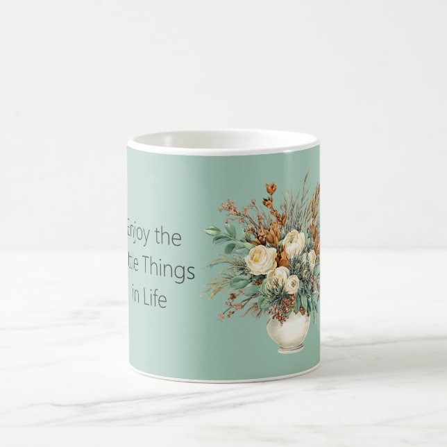 Crème Rosor Njut Av Små saker Blommig Kaffemugg (Center)