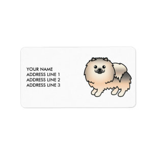 Crème Sable Pomeranian Söt Tecknad Hund & Text Adressetikett