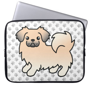 Creme sable tibetansk spaniel tecknad hund & tassa laptop fodral