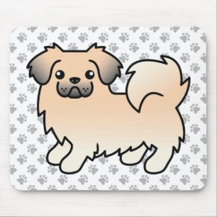 Crème Sable Tibetansk Spaniel Tecknad Hund & Tassa Musmatta