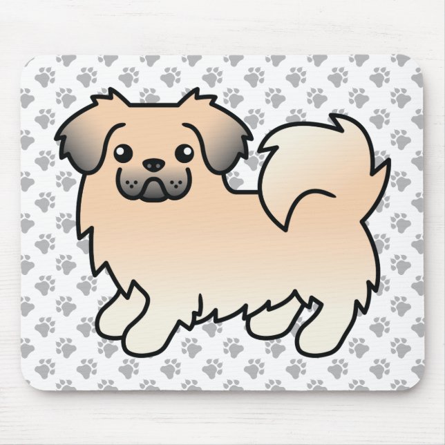 Crème Sable Tibetansk Spaniel Tecknad Hund & Tassa Musmatta (Framsidan)