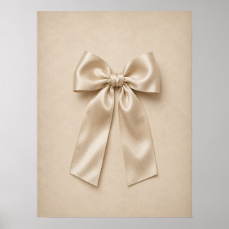 Crème Satinbåge Väggkonst | Neutral Coquette Affis