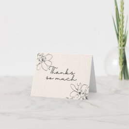 Crème "Tack så mycket" Handritad vildblomma Tack Kort