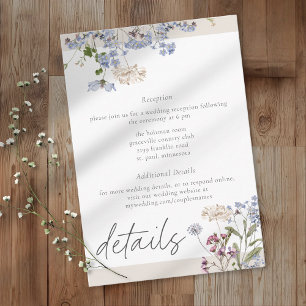 Crème Wildflower Trädgård Eleganta Bröllopsdetalje Tilläggskort