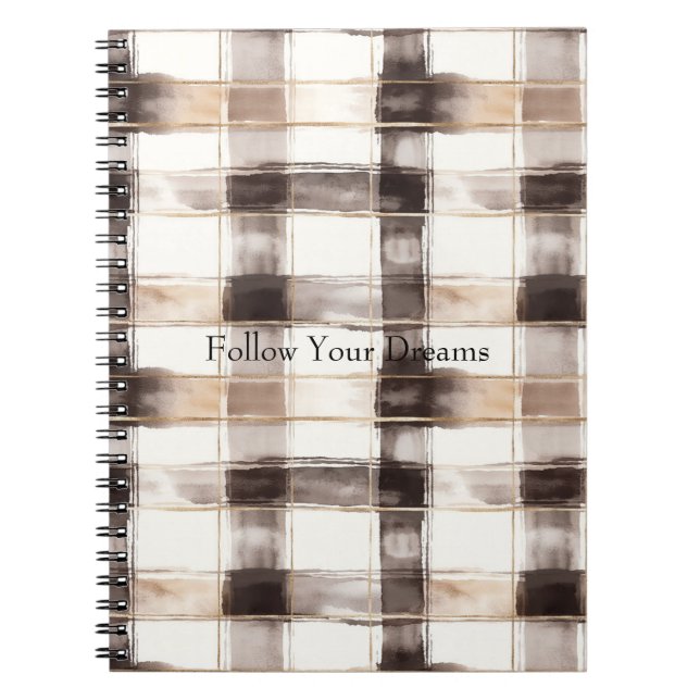 Cremebrun Plaid Ränder   Anteckningsbok (Framsidan)