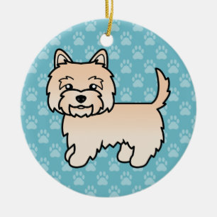 Crèmefärgad Cairn Terrier Tecknad Hundillustration Julgransprydnad Keramik