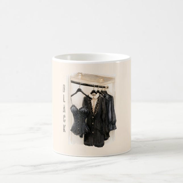 Crèmefärgad garderob Svarta korsettblusar Kaffemugg (Center)