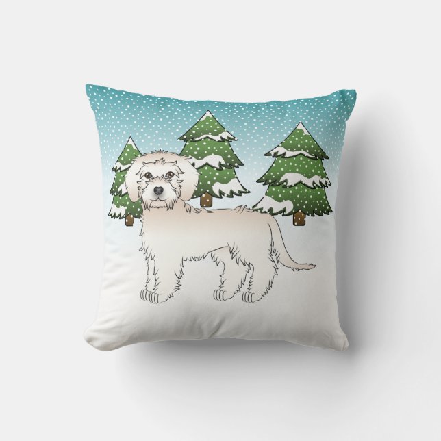 Crèmefärgad Mini Goldendoodle Hund I En Vinter Sko Kudde (Framsida)