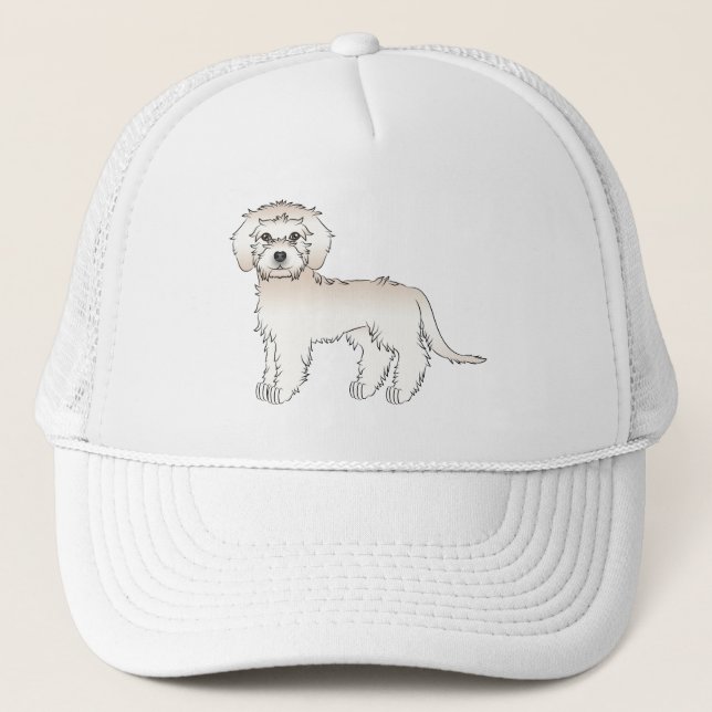 Crèmefärgad Mini Goldendoodle Söt Tecknad Hund Keps (Framsida)
